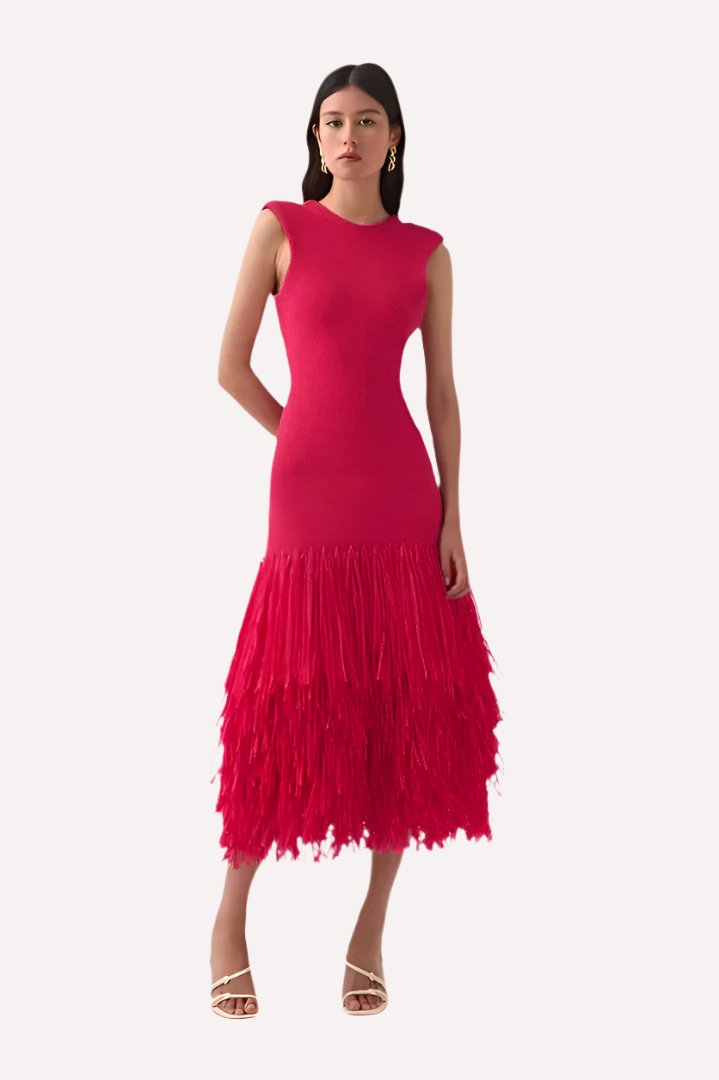 Rushes Raffia Knit Midi Dress by AJE