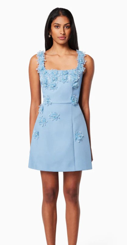 Bruges 3D Floral Mini Dress In Blue by ELLIATT