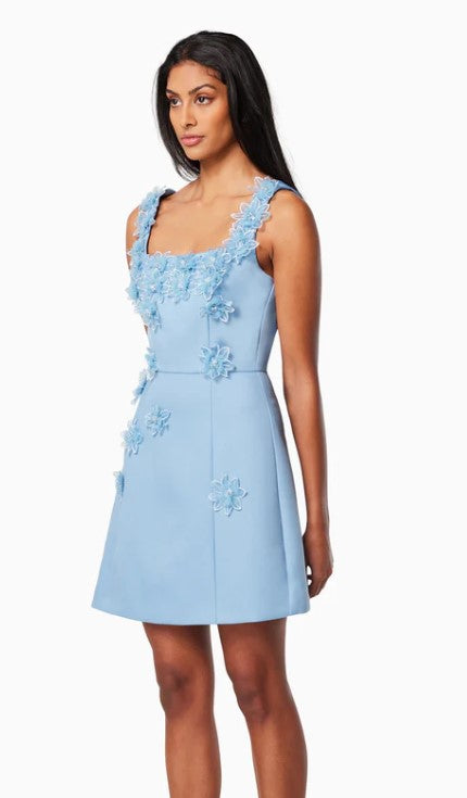 Bruges 3D Floral Mini Dress In Blue by ELLIATT