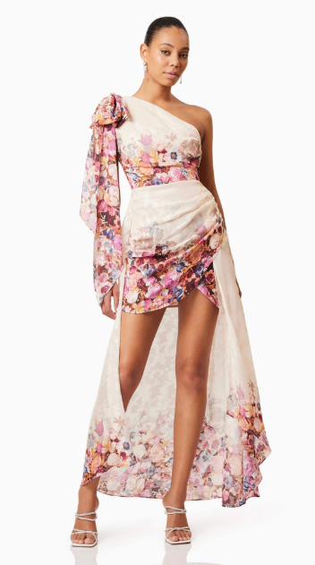 Perla Hilo One Shoulder Gown in Floral by ELLIATT