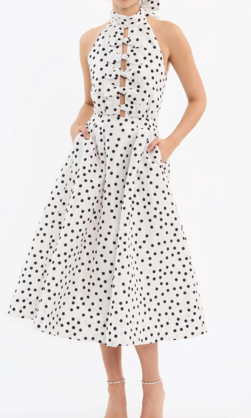 The Delia Halter Midi Dress by REBECCA VALLANCE