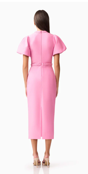 Coralene Puff Sleeve Midi Dress by ELLIATT