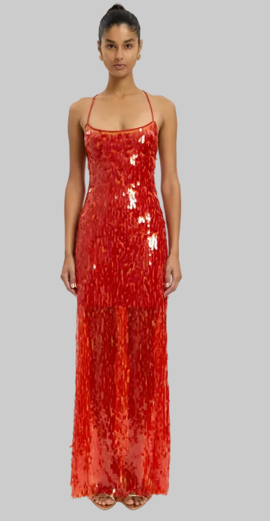 Backless Gown Burnt Orange Sequin by WITH HARPER LU
