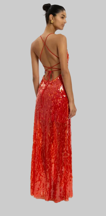 Backless Gown Burnt Orange Sequin by WITH HARPER LU