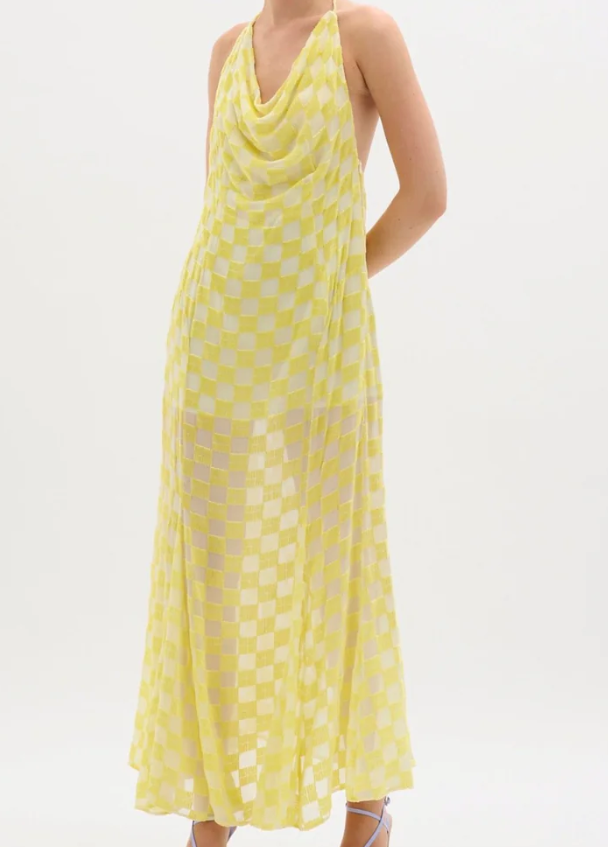 Yellow Velvet Asta Dress by MUMA